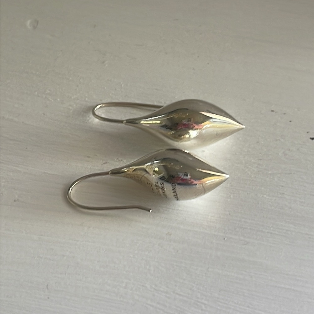 Michael Dawkins 925 Sterling Sculptural Teardrop Drop Earrings - Picture 3 of 6